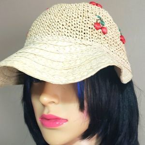 Cherry accents cap hat,  sz OS